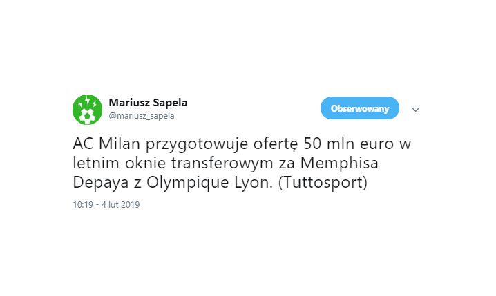 AC Milan przygotowuje ofertę za Depaya